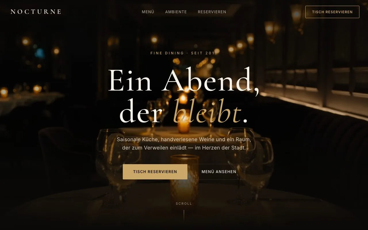 Beispiel-Webseite NOCTURNE — Restaurant